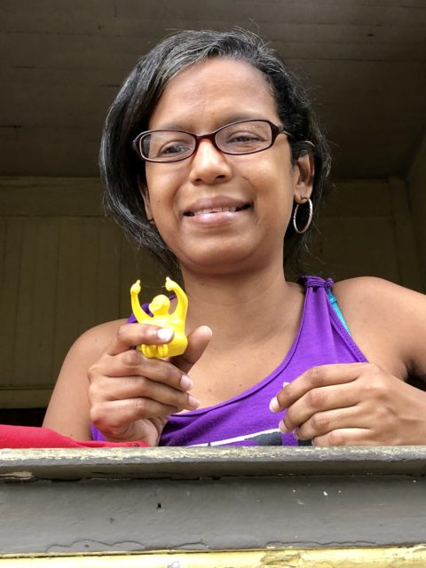 Jasiel receiving her Syd in old town Panama City, Panama. She was quite excited, and understood #GetMonked!